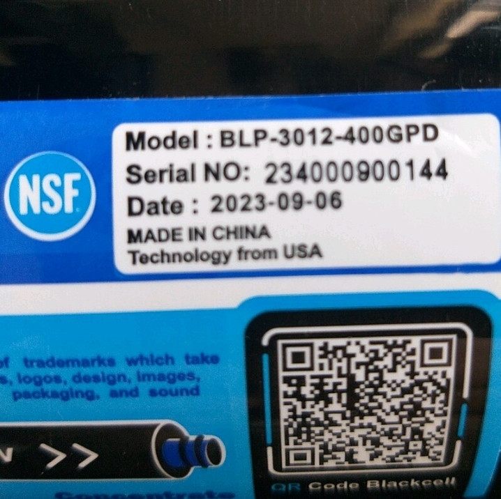 فیلتر غشایی یا ممبران بلک سل ۴۰۰ گالن کوتاه black cell اصلی تصفیه آب نیمه صنعتی