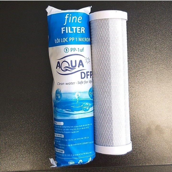 مجمعه ۳ عددی فیلتر های دستگاه تصفیه آب خانگی برند AQUA DFP ساخت ویتنام ، اصل .