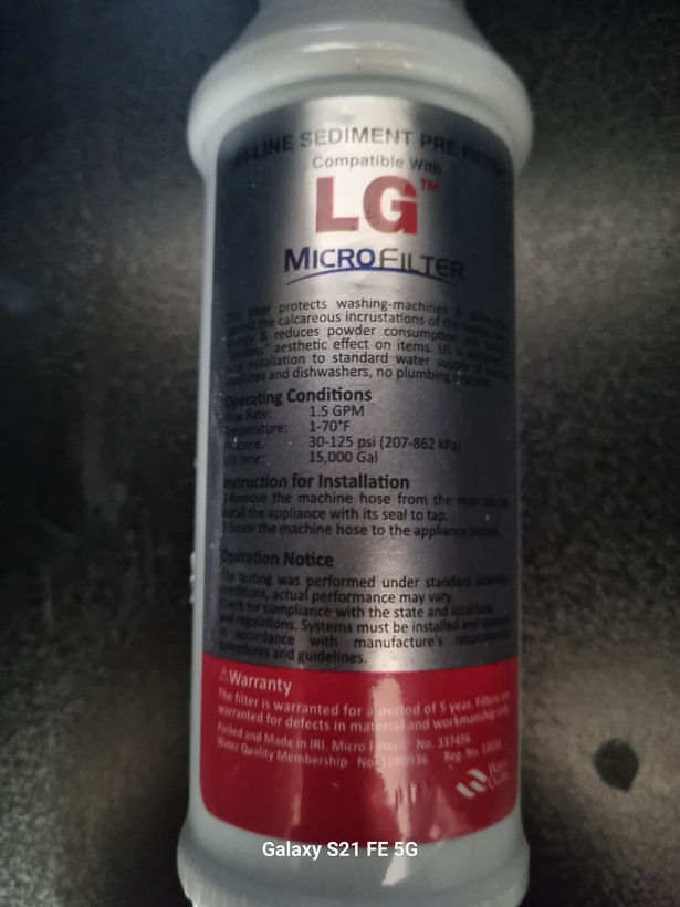 فیلتر پلی فسفات ماشین لباسشویی و ظرفشویی LG